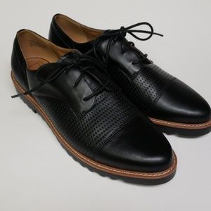 Women's leather black loafers